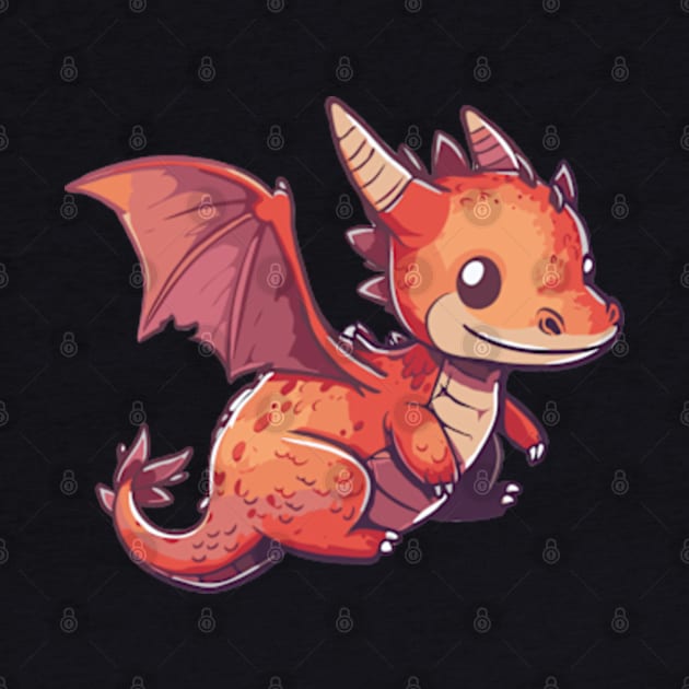 Red kawaii dragon by Tiny crafty aliens